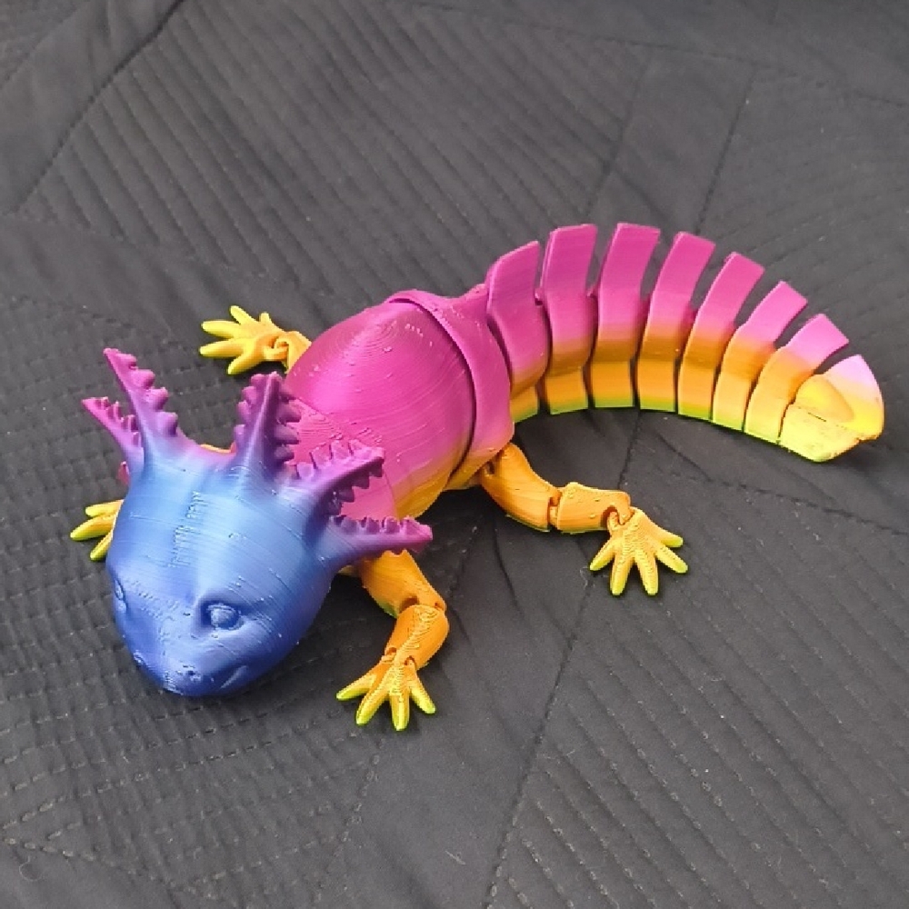 Colorful 3D Printed Axolotl Figurine